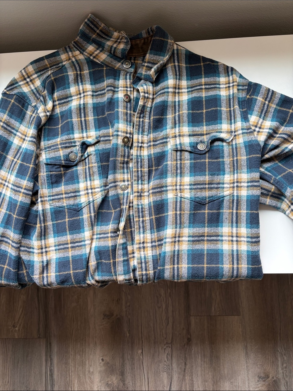 Dakota Grizzly Blue & Yellow Plaid Button-Up Flannel Shirt